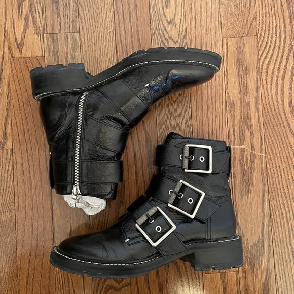 Rag & Bone Cannon Black Buckle Combat Boots Size 37 - Picture 3 of 10